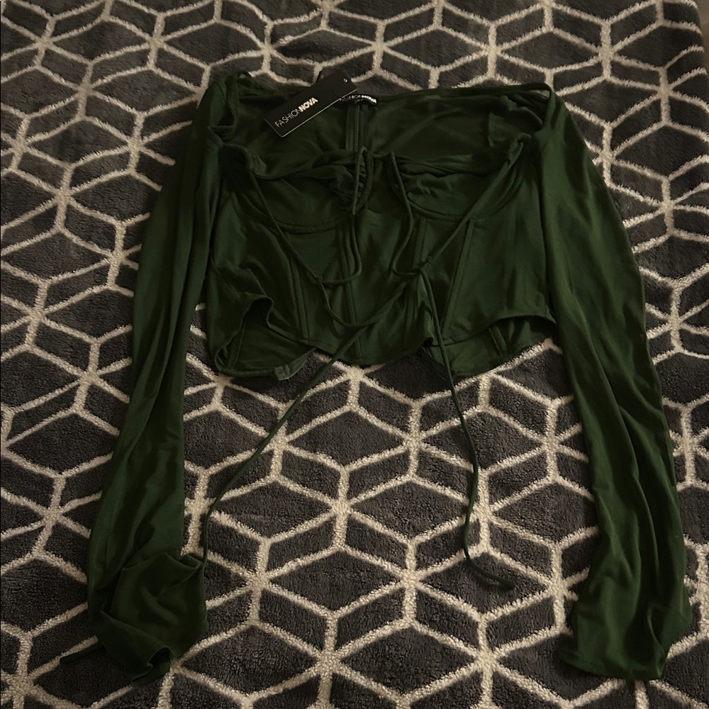 Fashion Nova Dark Green Crop Top